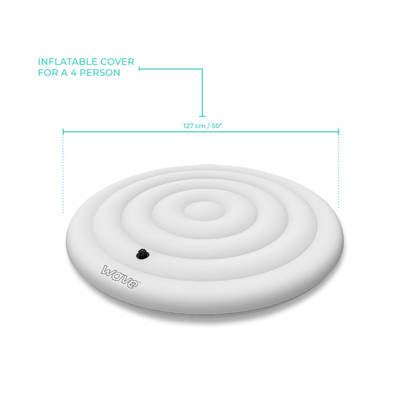 Round 4 Person Protective Thermal Efficient Inflatable Hot Tub Cover, White - Wave Spas Europe