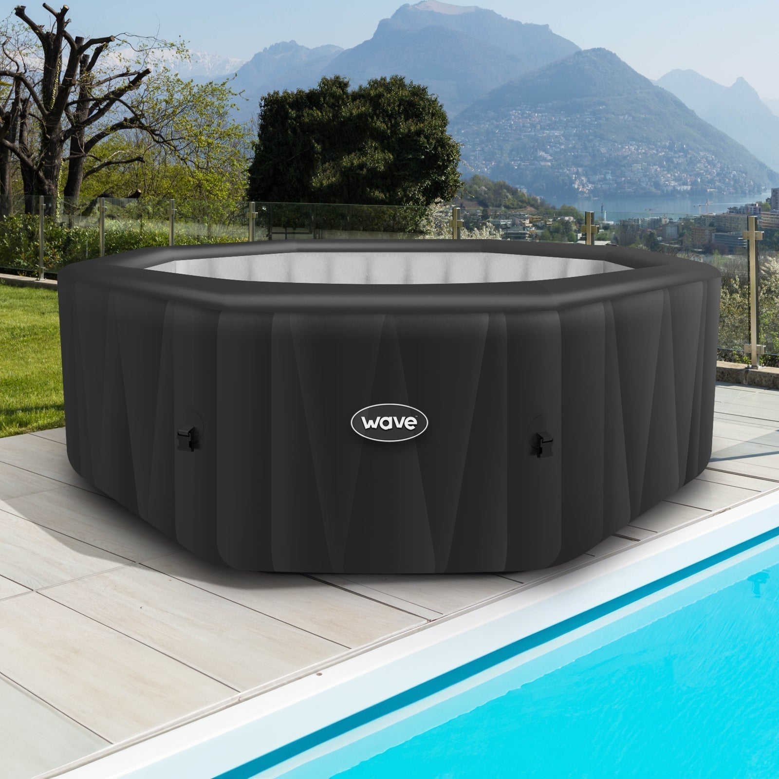 Aegean | 6-Person Inflatable Hot Tub | Integrated Heater | Dark Grey - Wave Spas Europe