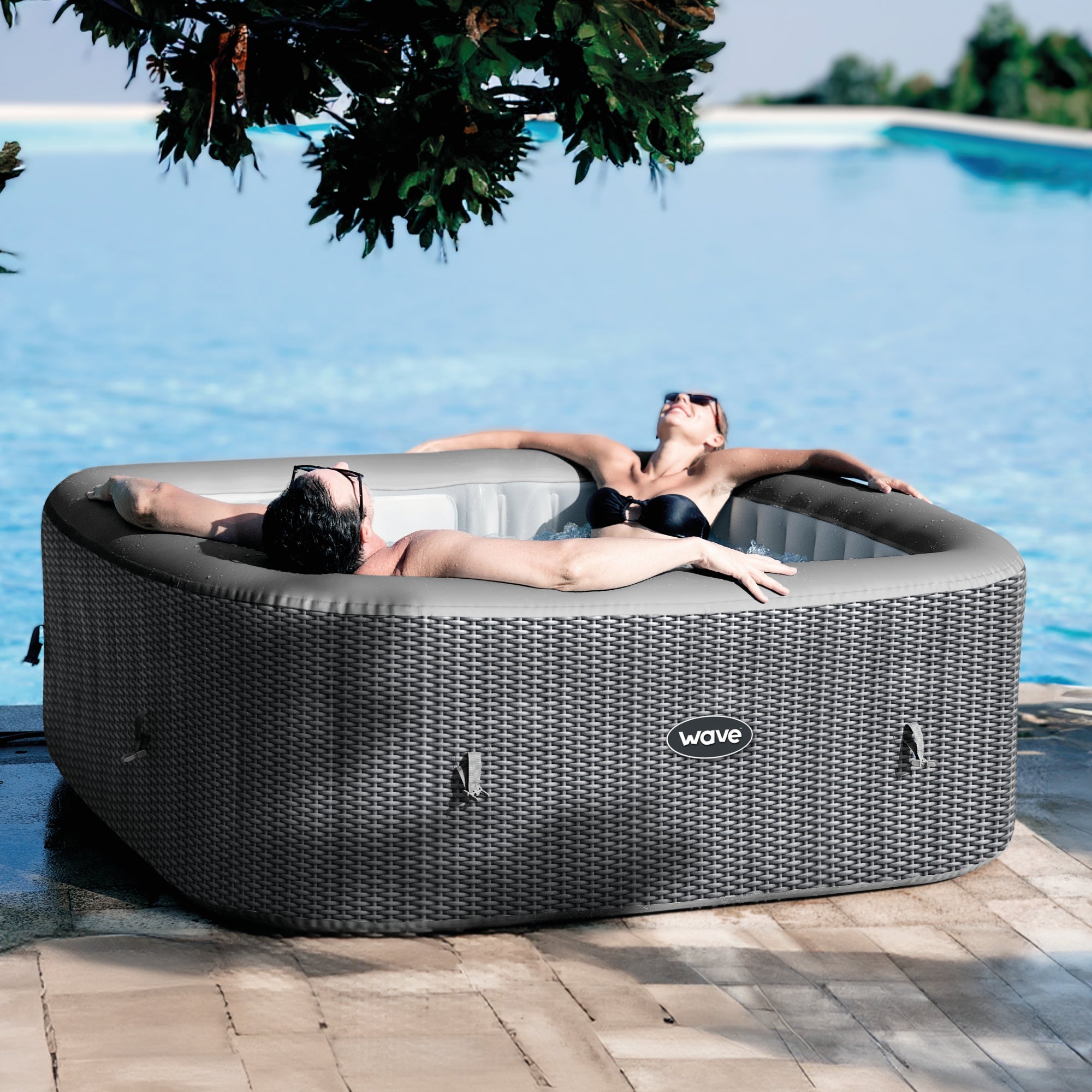 Pacific | 4/6 - Person Inflatable Hot Tub | Integrated Heater | Dark Grey - Wave Spas Europe