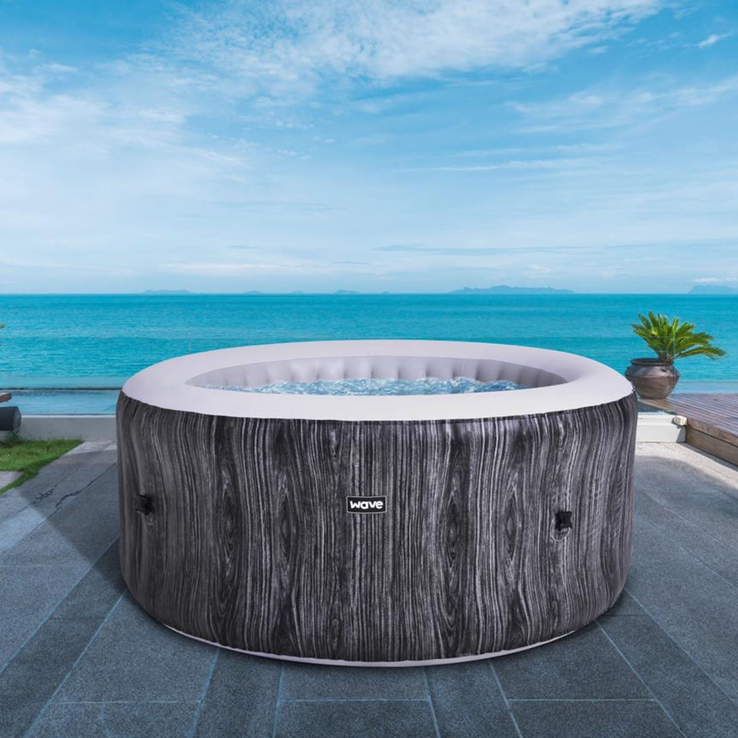 Atlantic 4 Person Inflatable Hot Tub | Grey Wood - Wave Spas Europe