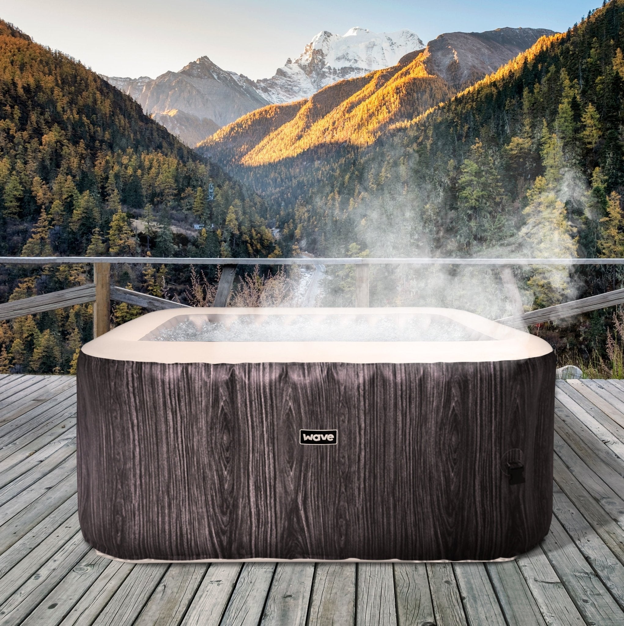 Pacific 4 Person Inflatable Hot Tub | Grey Wood - Wave Spas Europe