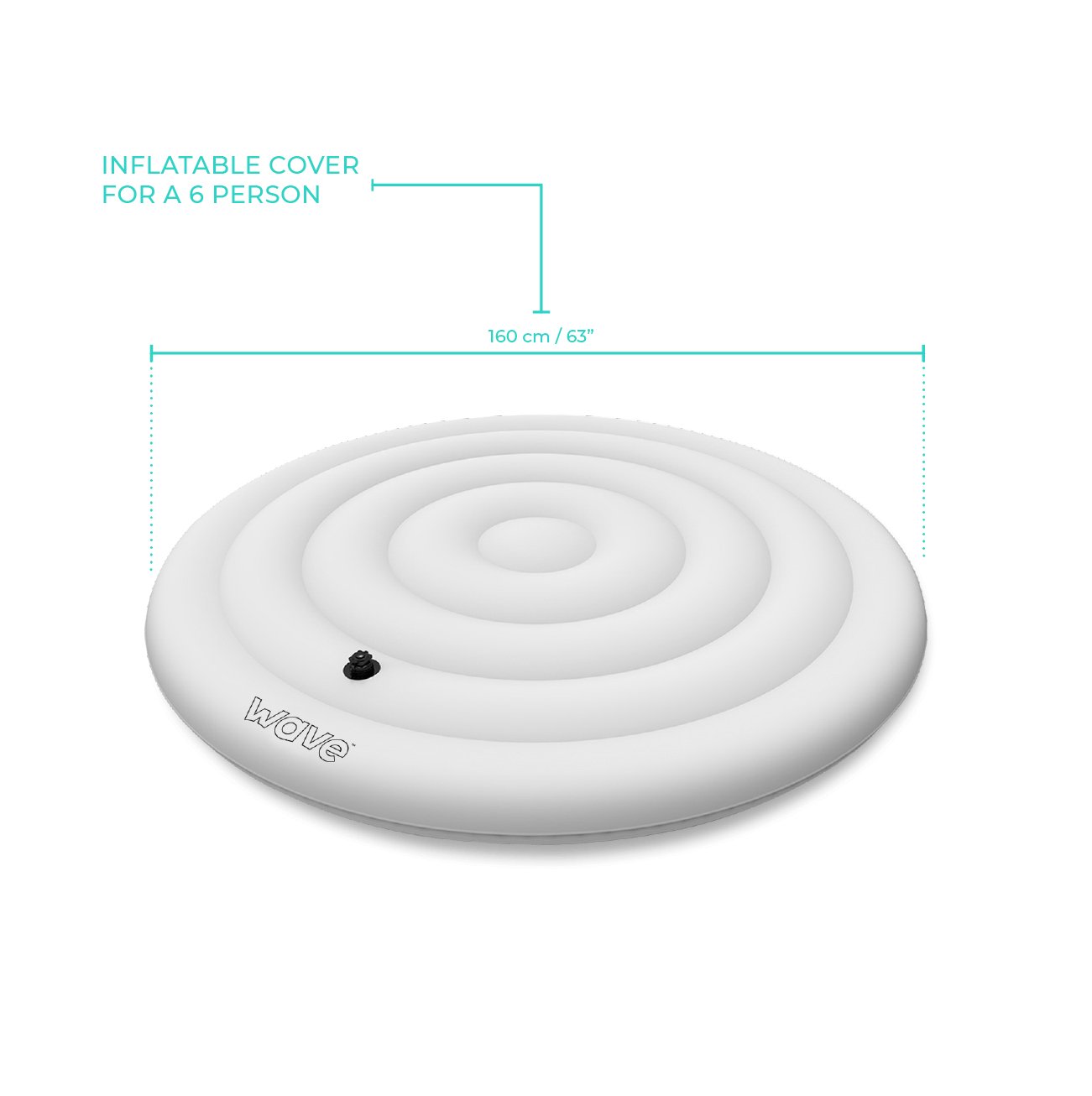 Round 6 Person Protective Thermal Efficient Inflatable Hot Tub Cover, White - Wave Spas Europe